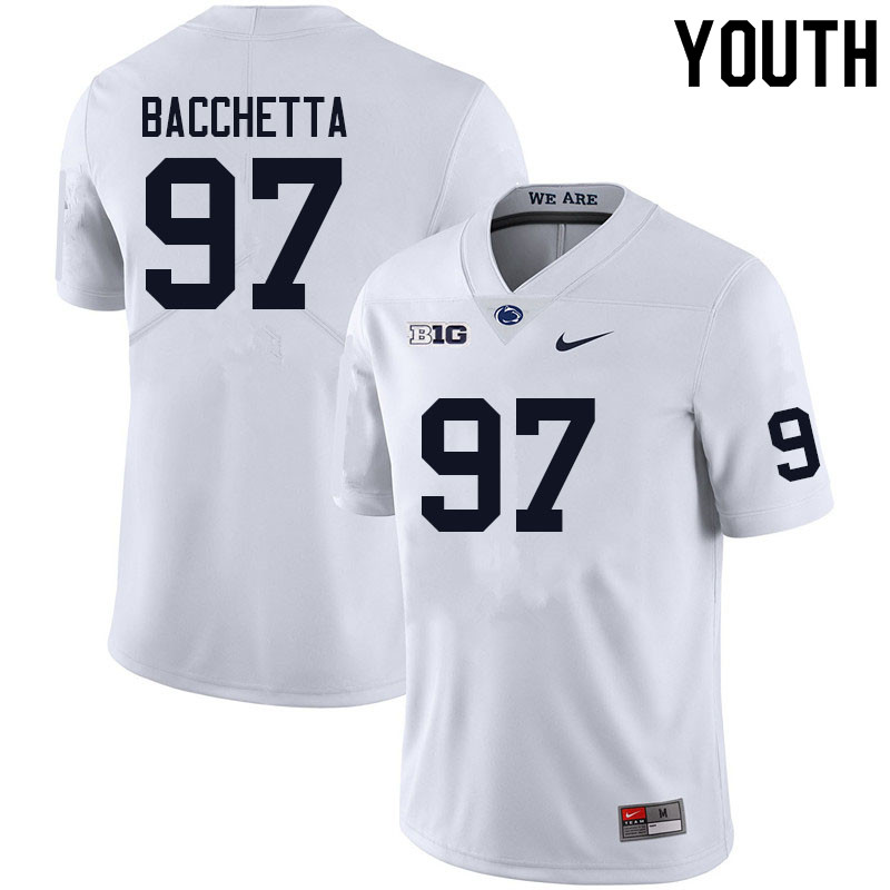Youth #97 Alex Bacchetta Penn State Nittany Lions College Football Jerseys Sale-White - Click Image to Close